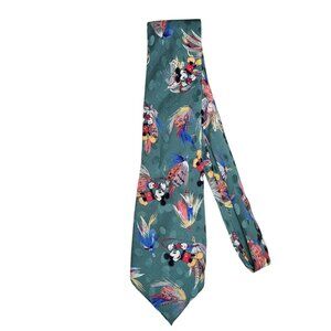 Mickey Mouse Fly Fishing Silk‎ Neck Tie Green Outdoors